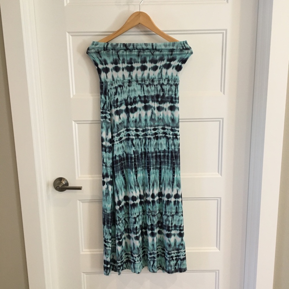 Blue tie dye maxi skirt